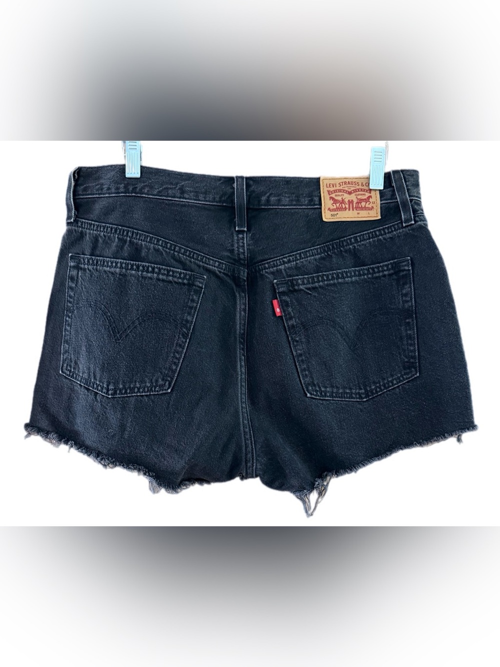 Levi’s 501 black cut off shorts high rise size 30 - Picture 8 of 16